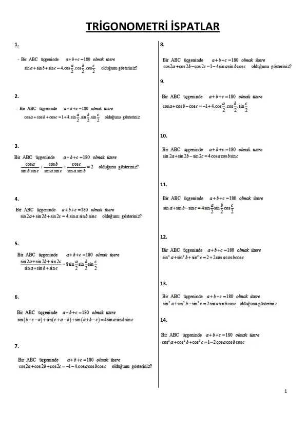 Triganometrik formulalar isboti