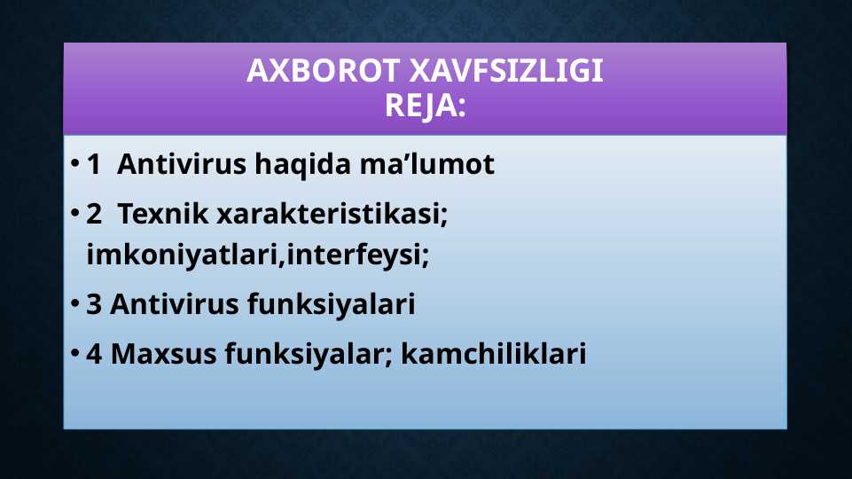 AXBOROT XAVFSIZLIGI