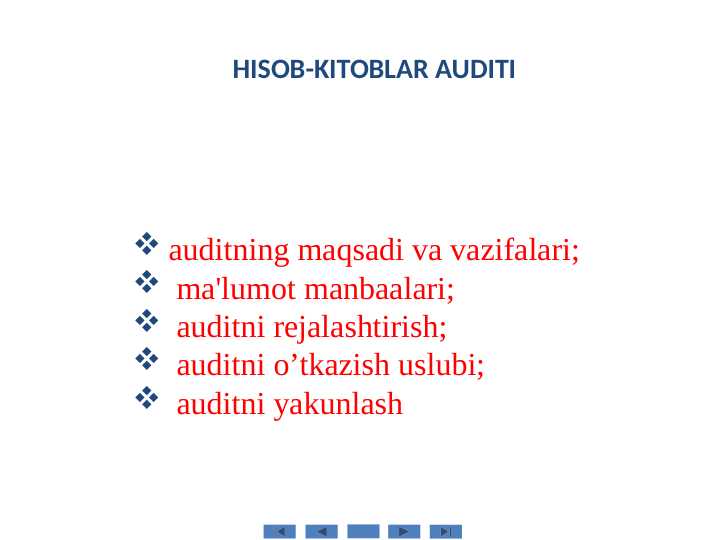 HISOB-KITOBLAR AUDITI