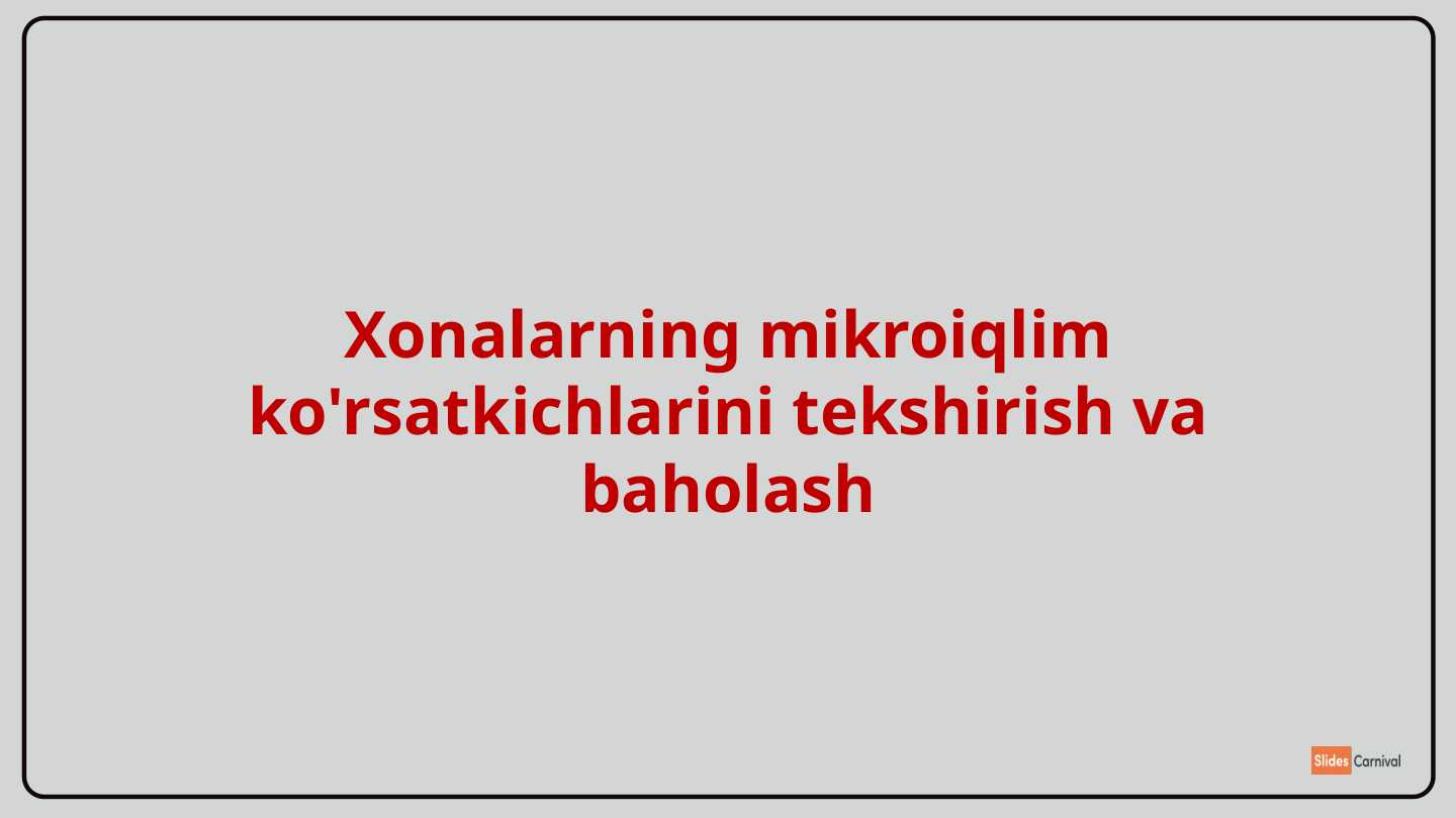 Xonalarning mikroiqlim ko'rsatkichlarini tekshirish va baholash
