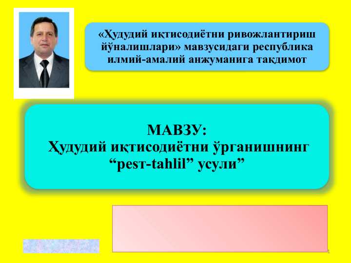 Ҳудудий иқтисодиётни ўрганишнинг “реsт-tahlil” усули”