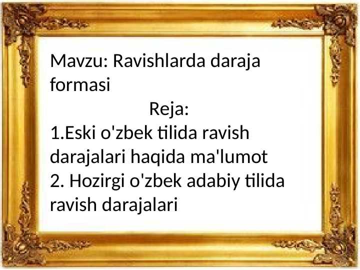 Ravishlarda daraja formasi