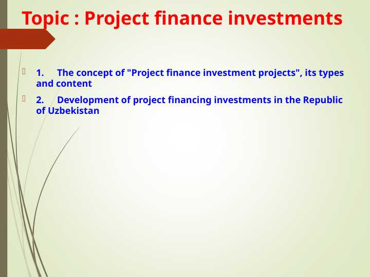 Project finance investments