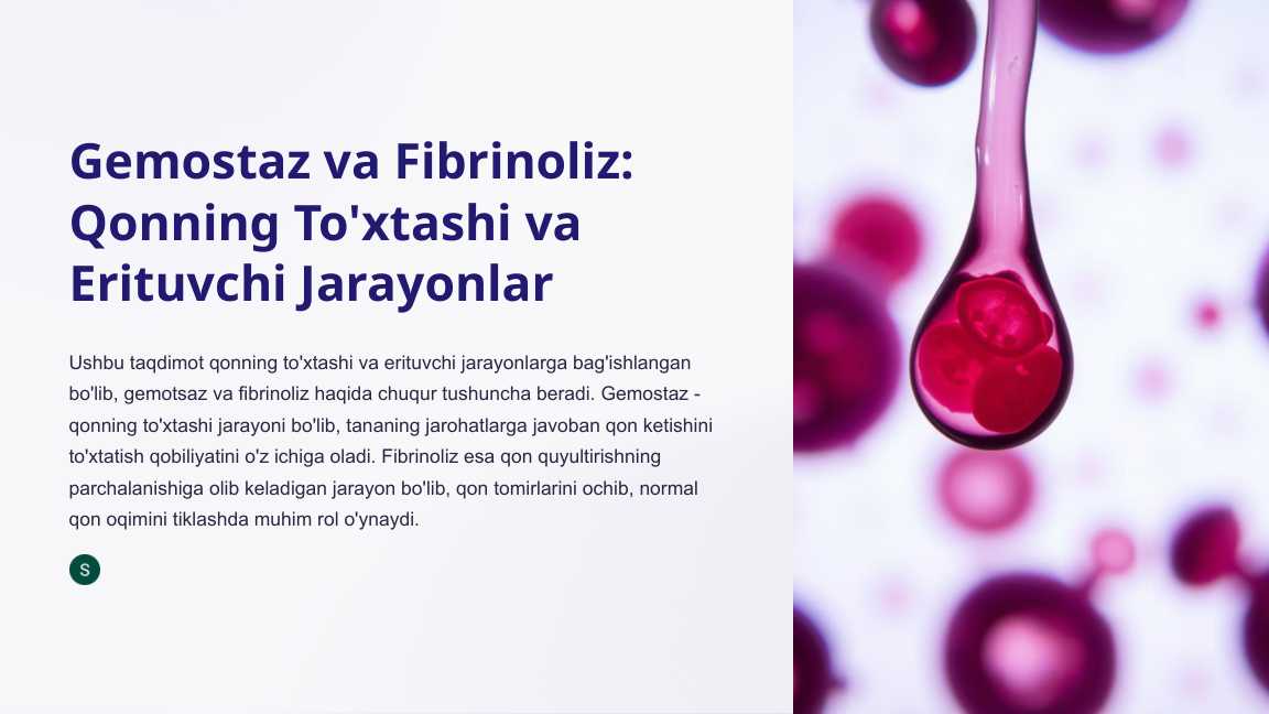 Gemostaz va Fibrinoliz: Qonning To'xtashi va Erituvchi Jarayonlar