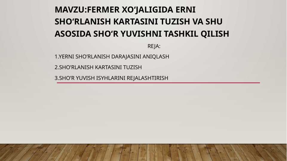 Fermer xo‘jaligida erni sho‘rlanish kartasini tuzish va shu asosida sho‘r yuvishni tashkil qilish