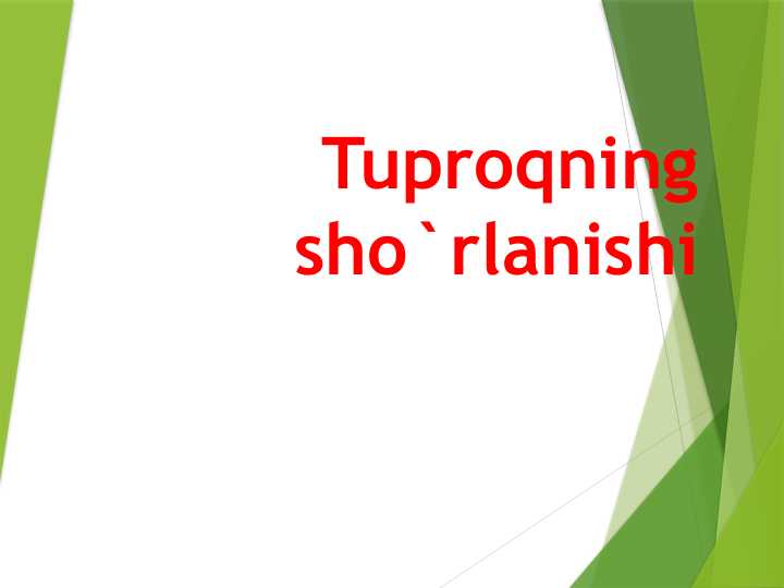 Tuproq sho’rlanishi