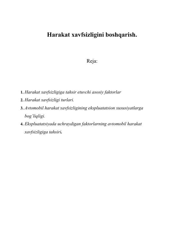 Harakat xavfsizligini boshqarish