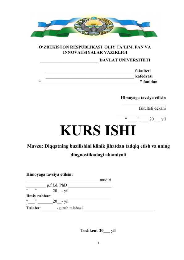 Diqqatning buzilishini klinik jihatdan tadqiq etish va uning diagnostikadagi ahamiyati