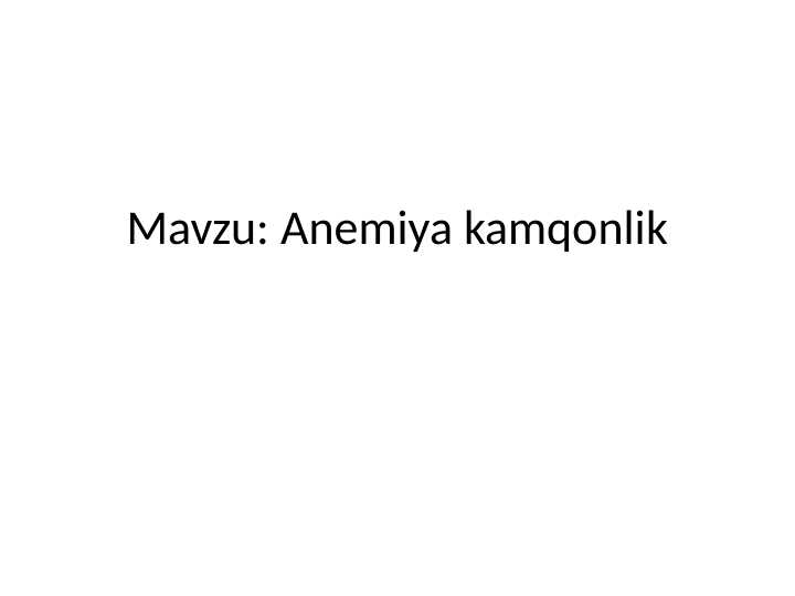Anemiya kamqonlik