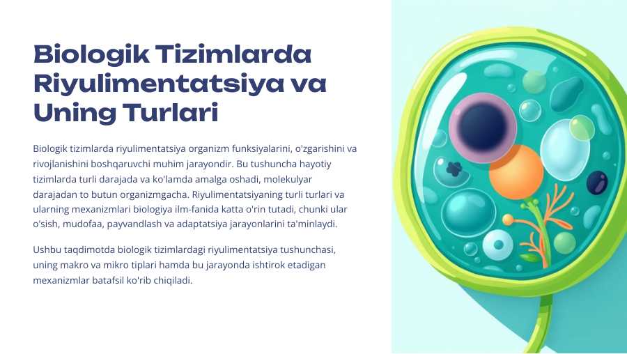 BIOLOGIK TIZIMLARDA RIYULIMENTATSIYA VA UNING TURLARI MAVZUSIDA PDF