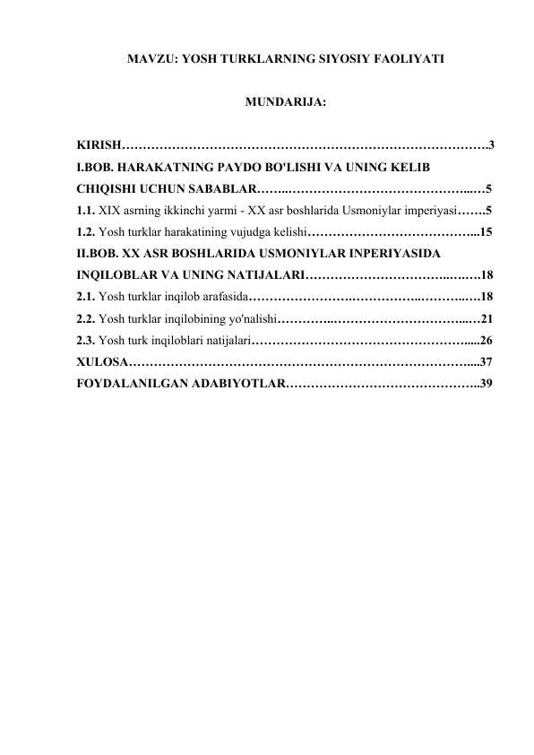 YOSH TURKLARNING SIYOSIY FAOLIYATI