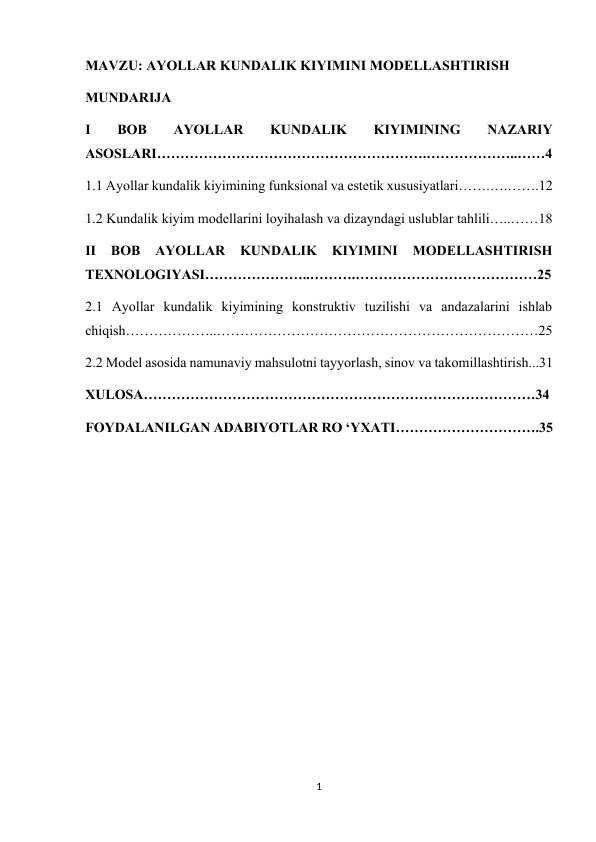 Ayollar kundalik kiyimini modellashtirish