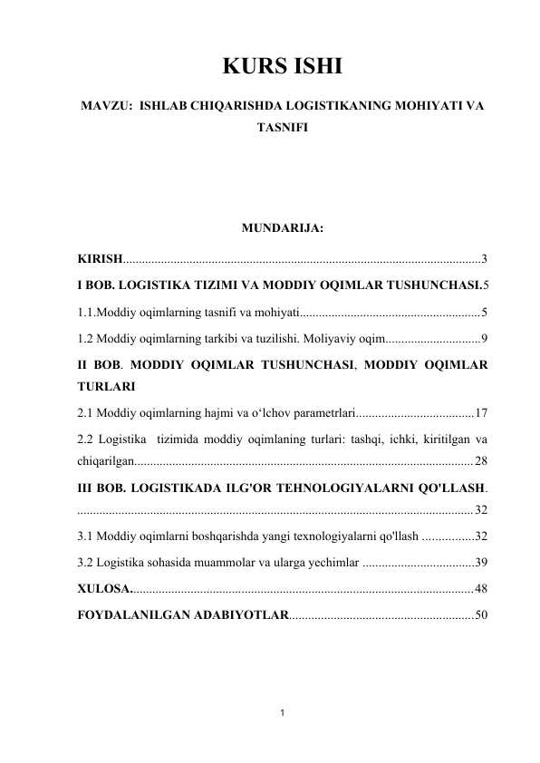 Logistikaning mohiyati va vazifalari