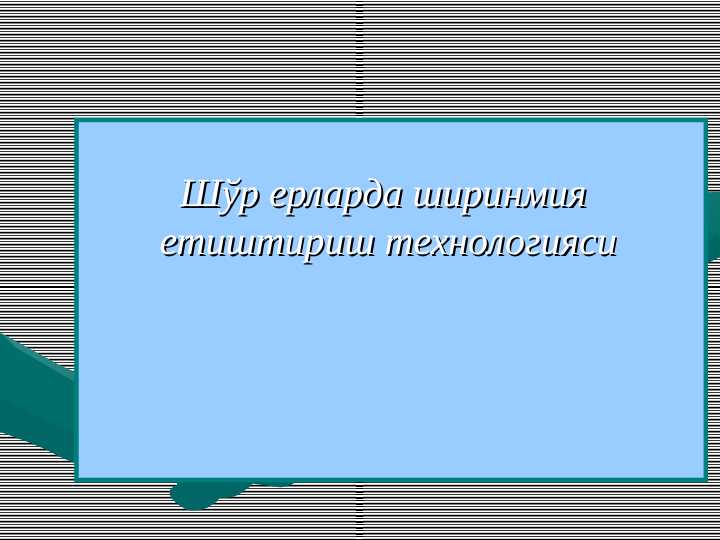 Шўр ерларда ширинмия  етиштириш технологияси