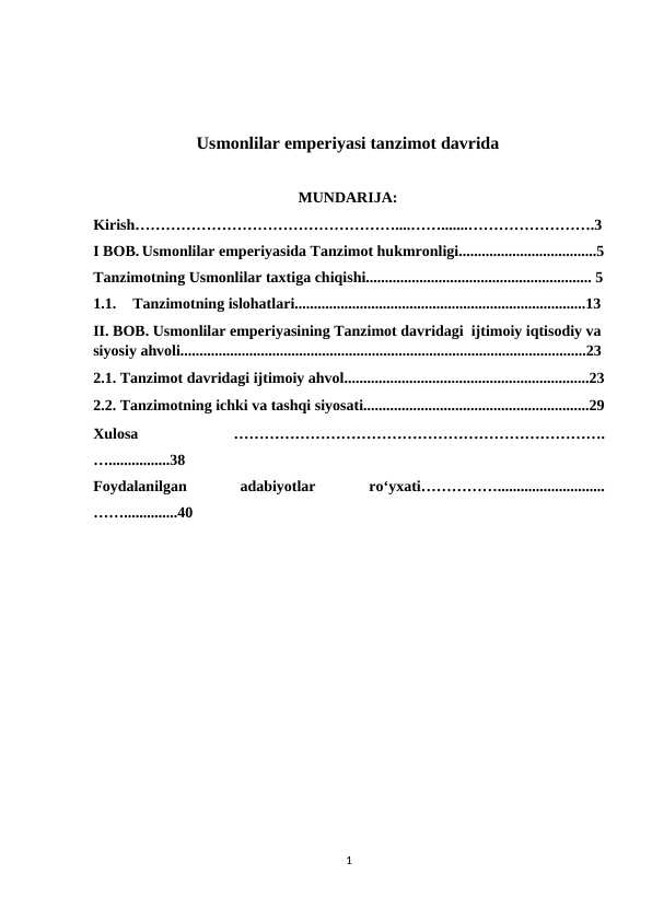 Usmonlilar emperiyasi tanzimot davrida