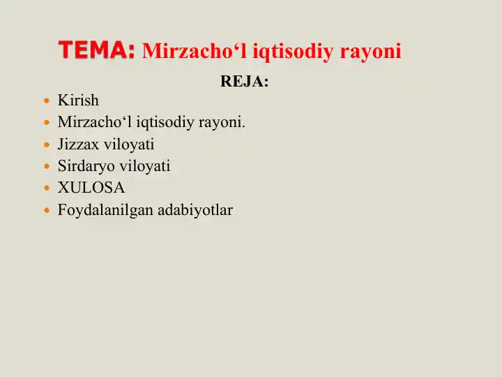 Mirzacho'l iqtisodiy rayoni