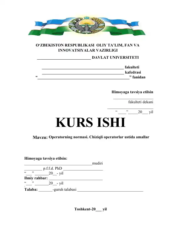 Operatorning normasi. Chiziqli operatorlar ustida amallar