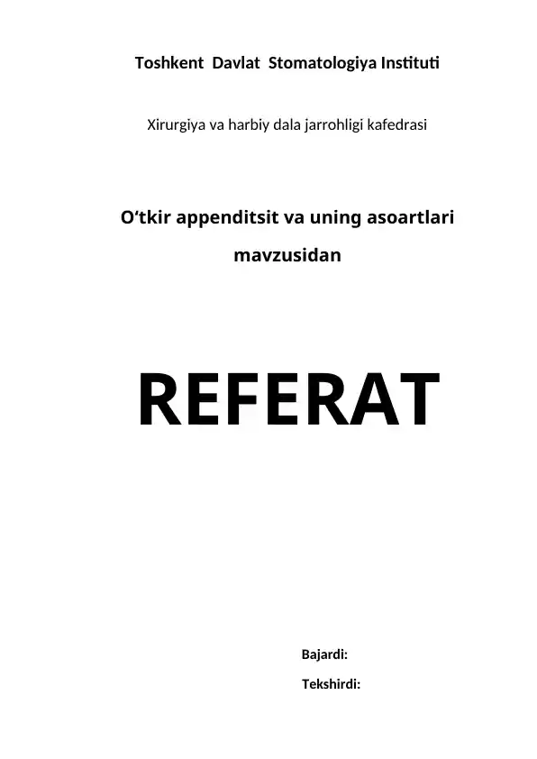 O'tkir apenditsit(xirurgiya)