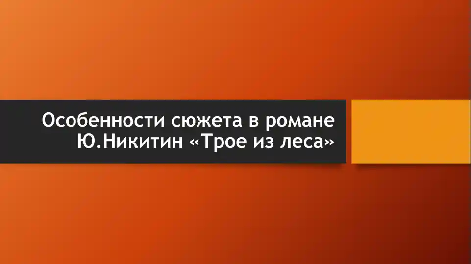 Особенности сюжета в романе Ю.Никитин «Трое из леса»