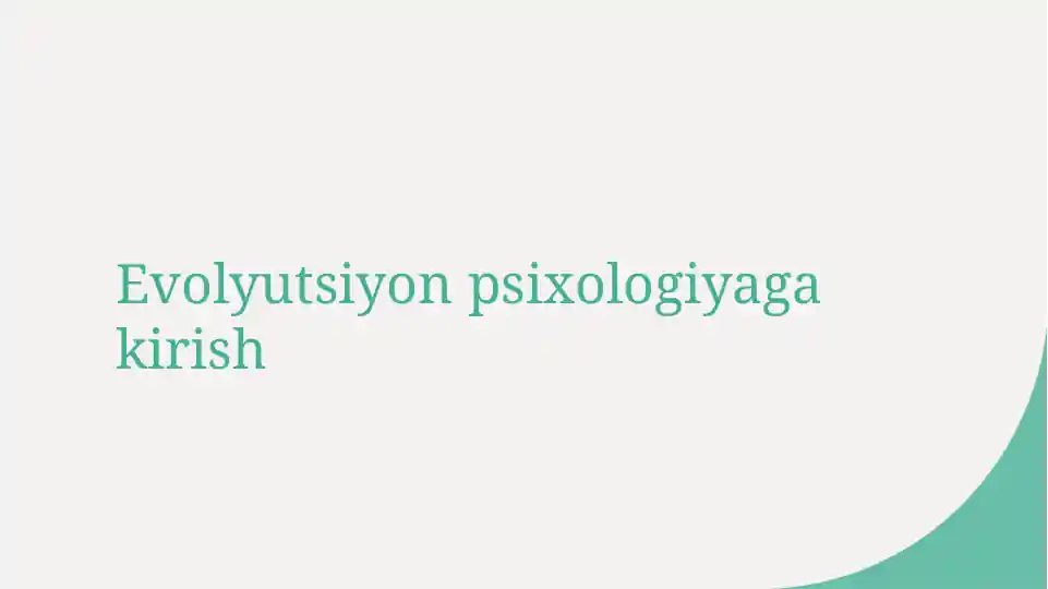 Evolyutsiyon psixologiyaga kirish