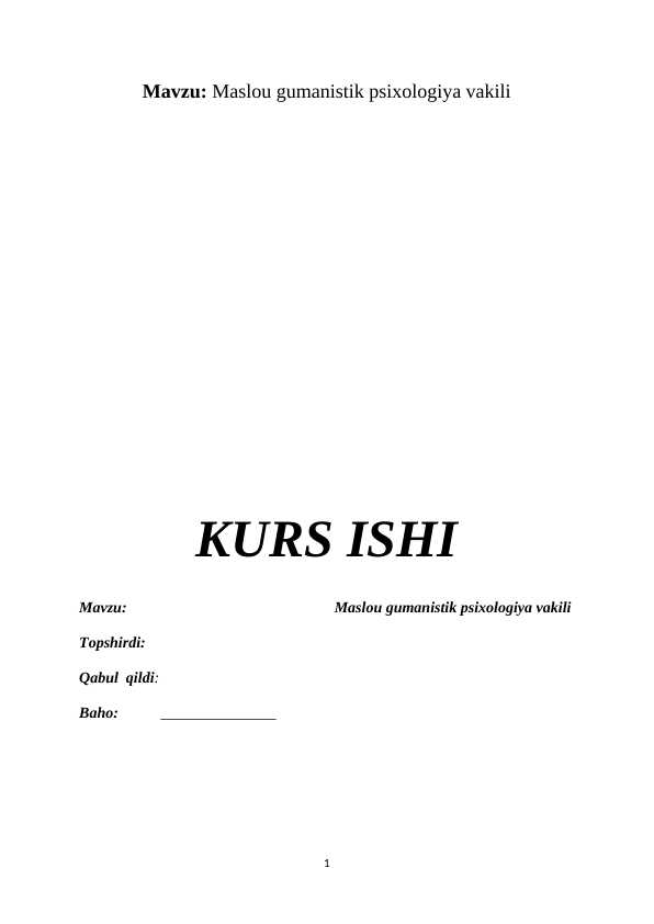 Maslou gumanistik psixologiya vakili