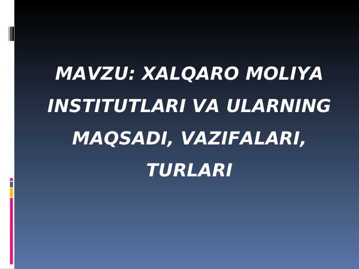 Xalqaro moliya institutlari