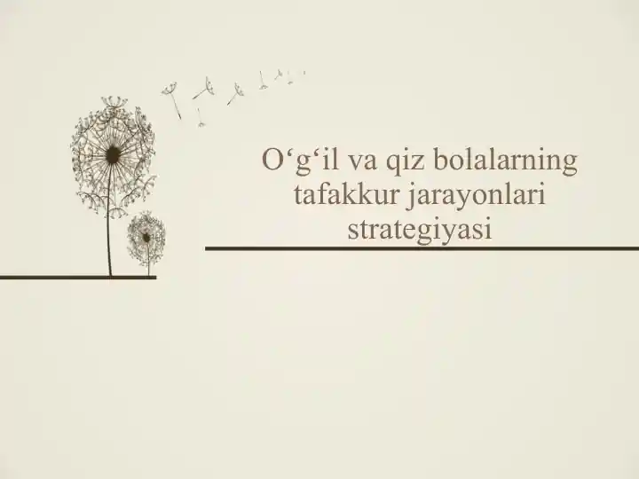 O‘g‘il vaqiz bolalarning tafakkur jarayonlari strategiyasi
