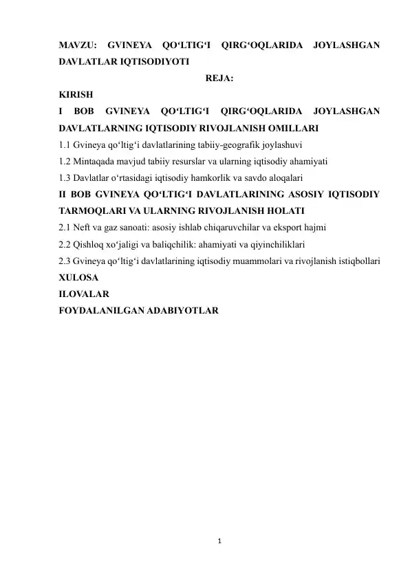 Gvineya Qo‘ltig‘i Qirg‘oqlarida Joylashgan Davlatlar Iqtisodiyoti