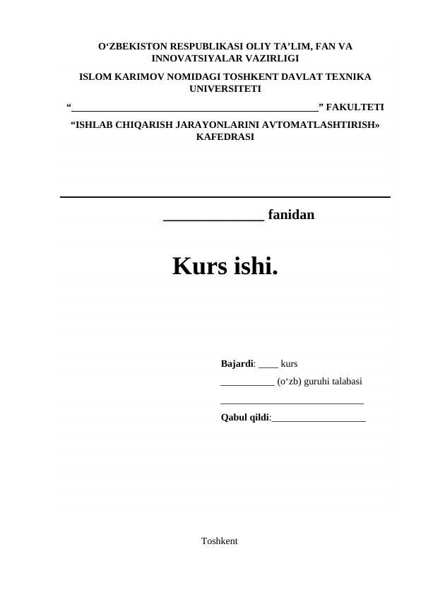 Kurs ishi Titul