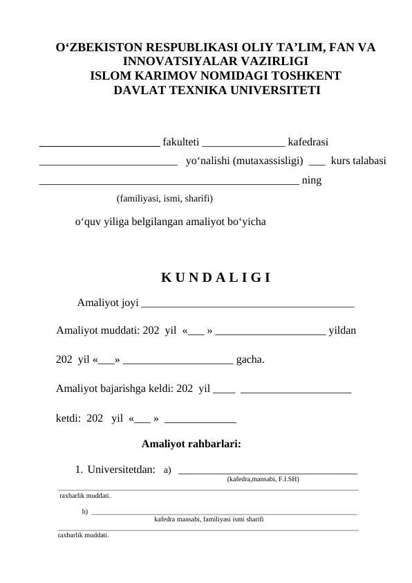 Amaliyot kundalik