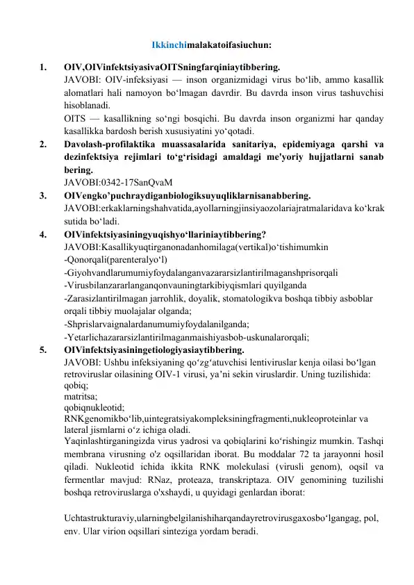 AGROS MED ИККИНЧИ ТОИФА УЧУН ЖАВОБЛАР ikkinchi toifa uchun javoblar to'plami