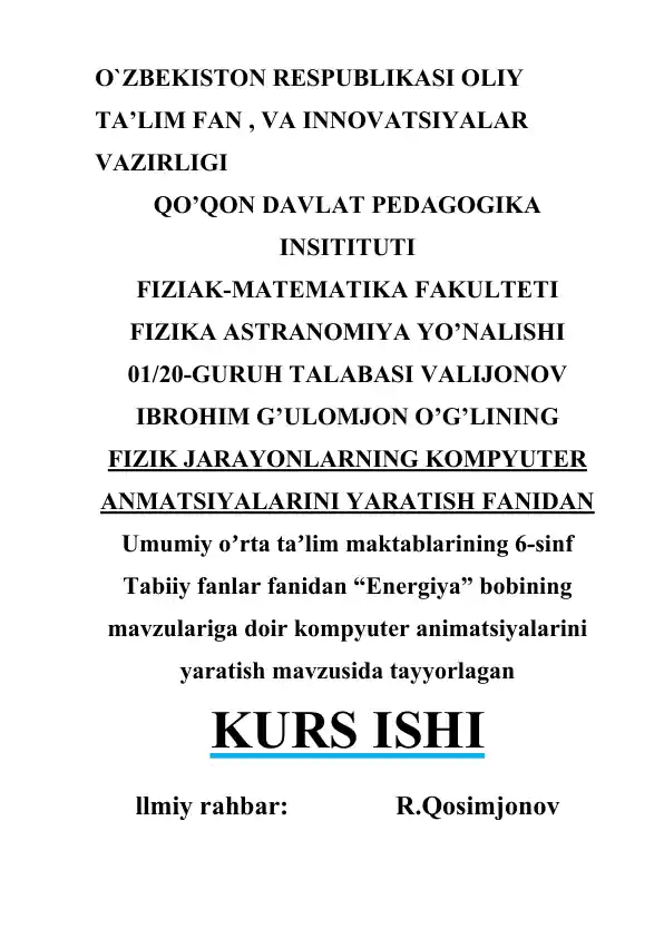 Kompyuter animatsiyalari yaratish