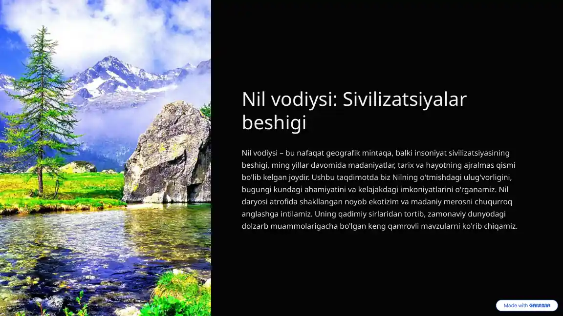 Nil vodiysi: Sivilizatsiyalar beshigi