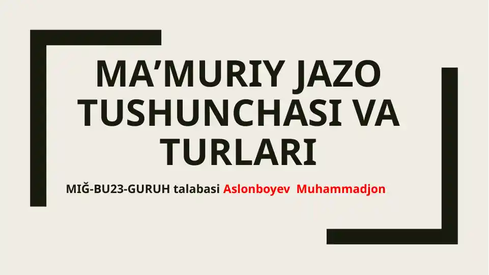 Maʼmuriyjazo tushunchasi va turlari