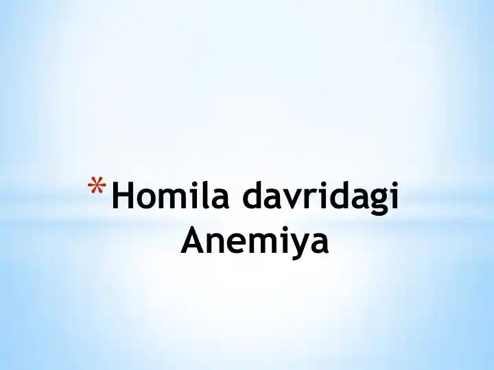 Homila davridagi Anemiya
