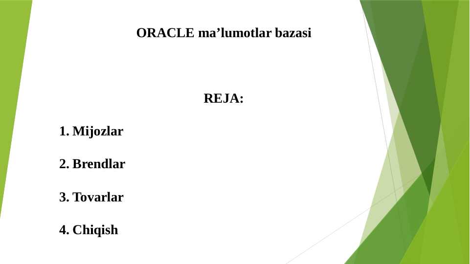 ORACLE ma’lumotlar bazasi