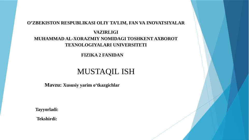 Xususiy yarim o‘tkazgichlar