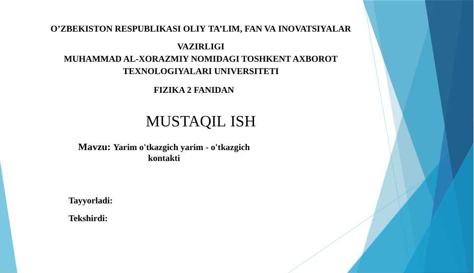 Yarim o'tkazgich yarim - o'tkazgich kontakti