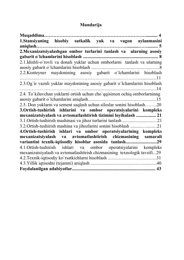 Stansiyalar va mavzular