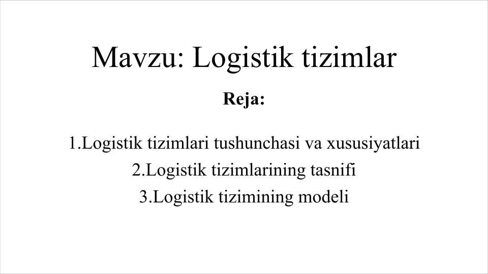 Logistik tizimlar