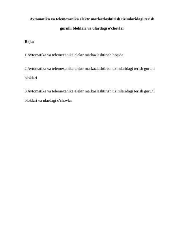 Avtomatika vatelemehanika elekrt markazlari