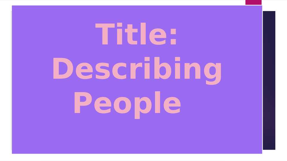 Describing people