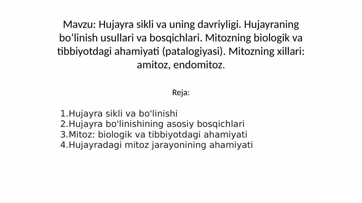 Hujayraning bo'linish usullari