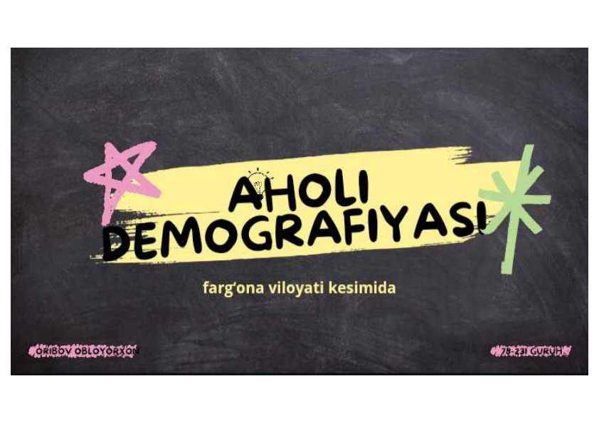 Fargʻona viloyati aholi demografiyasi