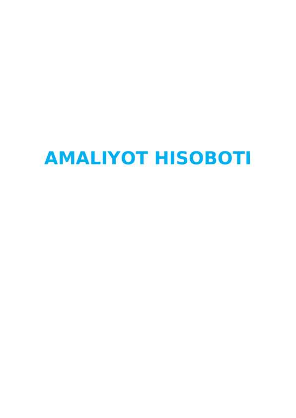 AMALIYOT HISOBOTI