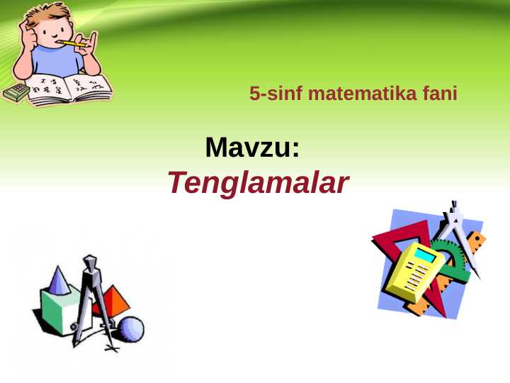 5-sinf matematika Tenglamalar dars ishlanma