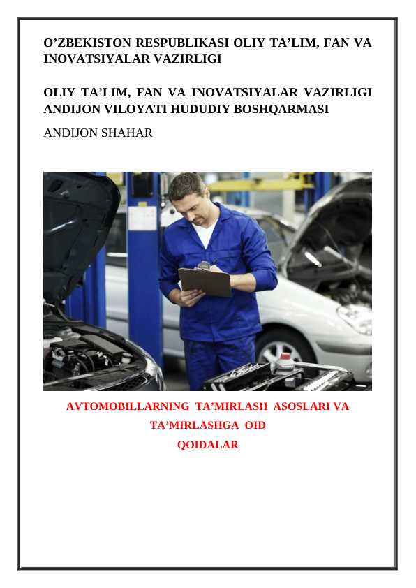 Avtomobillarning ta’mirlash asoslari