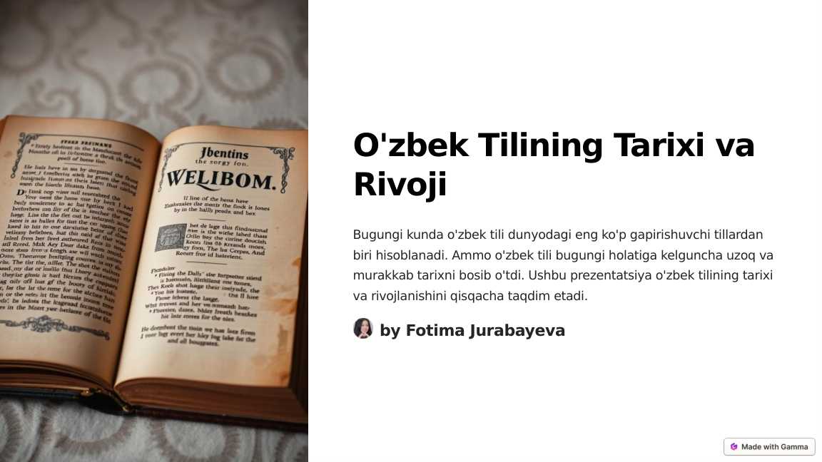 O'zbek tilining tarixi va rivoji