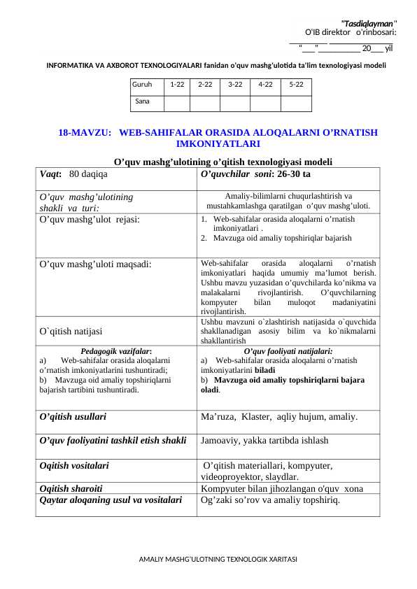 Web sahifalar orasida aloqalarni oʻrnatish imkoniyati