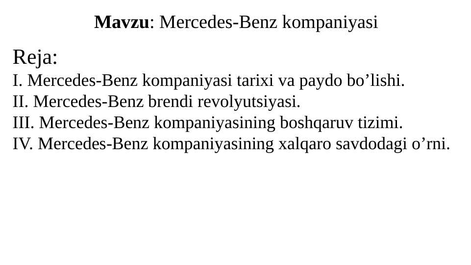 Mercedes-Benz kompaniyasi pptx